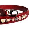 Dolce & Gabbana Red Leather Floral Embellish Bag Shoulder Strap