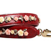 Dolce & Gabbana Red Leather Floral Embellish Bag Shoulder Strap