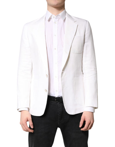 Dolce & Gabbana White Single Breasted Men Coat Blazer Suit