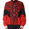 Dolce & Gabbana Red Leopard Nylon Bomber Full Zip Jacket