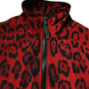 Dolce & Gabbana Red Leopard Nylon Bomber Full Zip Jacket