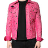 Dolce & Gabbana Pink Crystal Embellished Cotton Denim Jacket