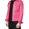 Dolce & Gabbana Pink Crystal Embellished Cotton Denim Jacket