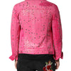 Dolce & Gabbana Pink Crystal Embellished Cotton Denim Jacket