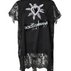 Dolce & Gabbana Black Lace Sheer Sacred Heart Crew Neck Top
