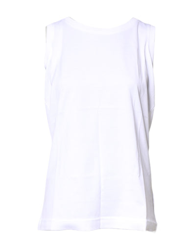 Dolce & Gabbana White Cotton Sleeveless Crew Neck T-shirt