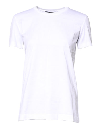 Dolce & Gabbana White Cotton Crew Neck Short Sleeves T-shirt