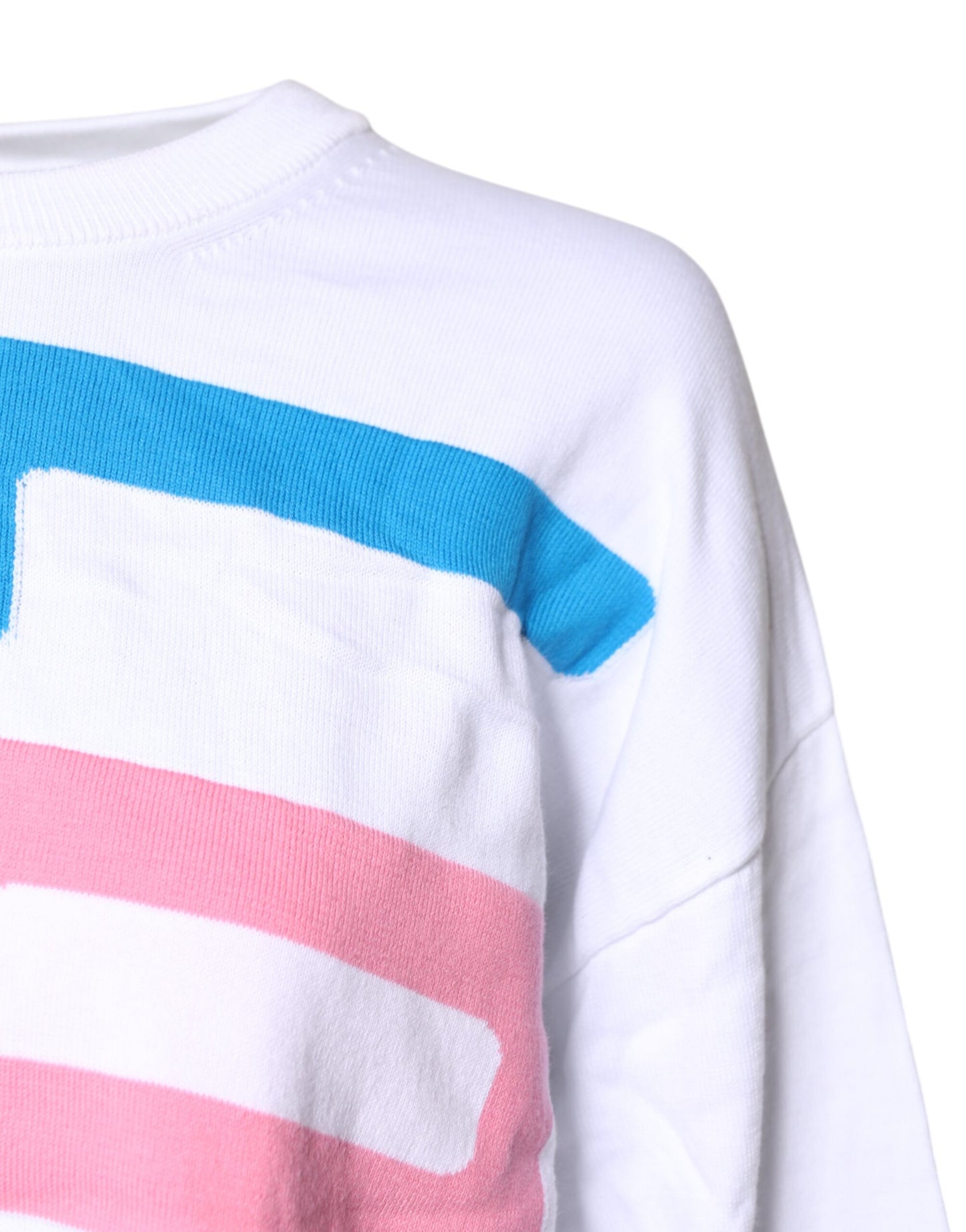 Love Moschino – Weißes, langärmliges Baumwoll-T-Shirt mit Grafikdruck