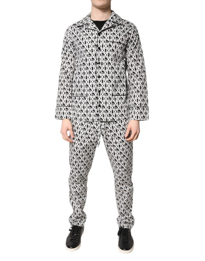 Dolce &amp; Gabbana Pyjama-Set aus Baumwolle mit DG-Print, Schwarz/Weiß