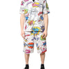 Dolce &amp; Gabbana Weißer Pyjama aus Baumwolle mit Cartoon-Print für Herren