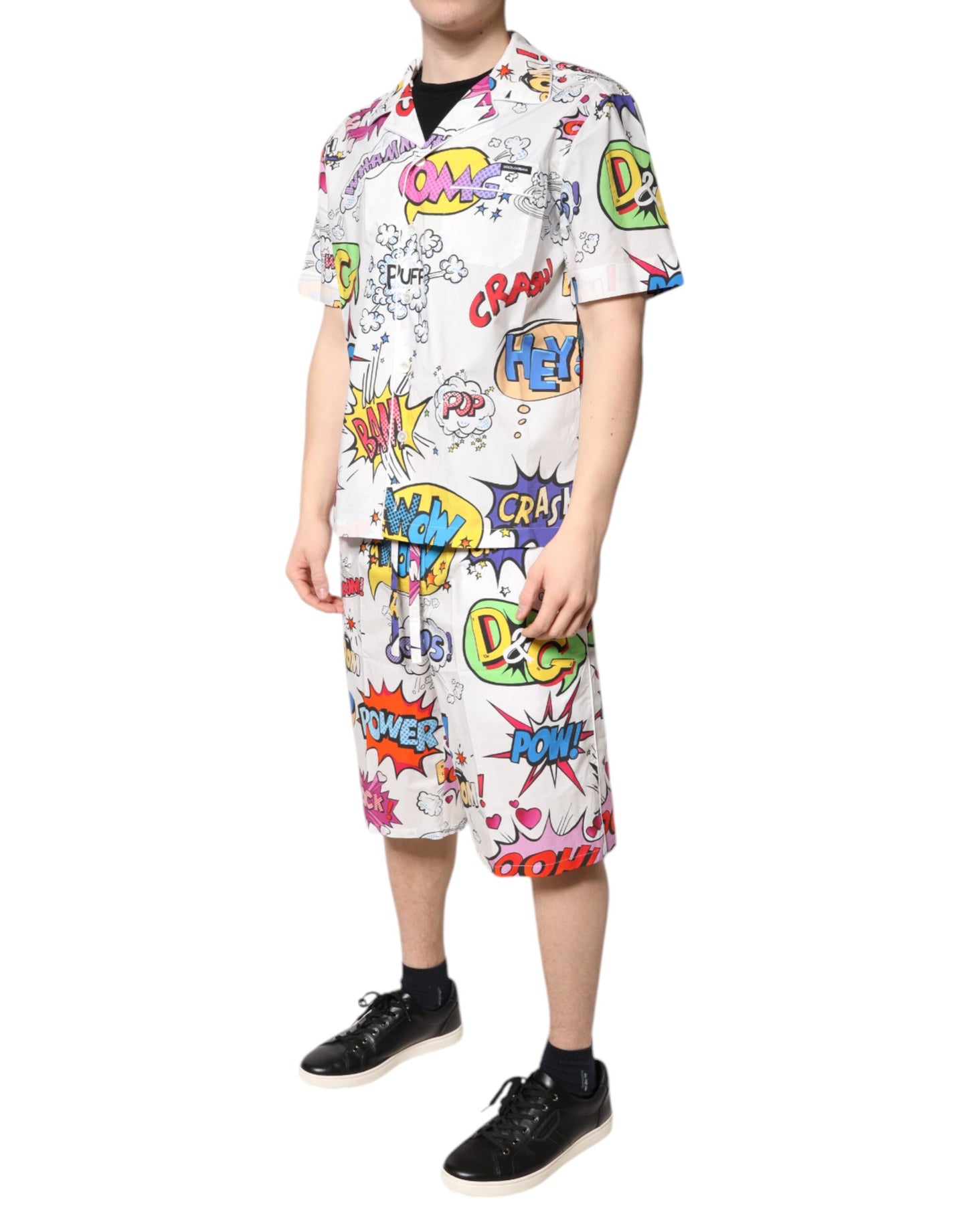 Dolce &amp; Gabbana Weißer Pyjama aus Baumwolle mit Cartoon-Print für Herren