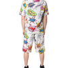 Dolce &amp; Gabbana Weißer Pyjama aus Baumwolle mit Cartoon-Print für Herren