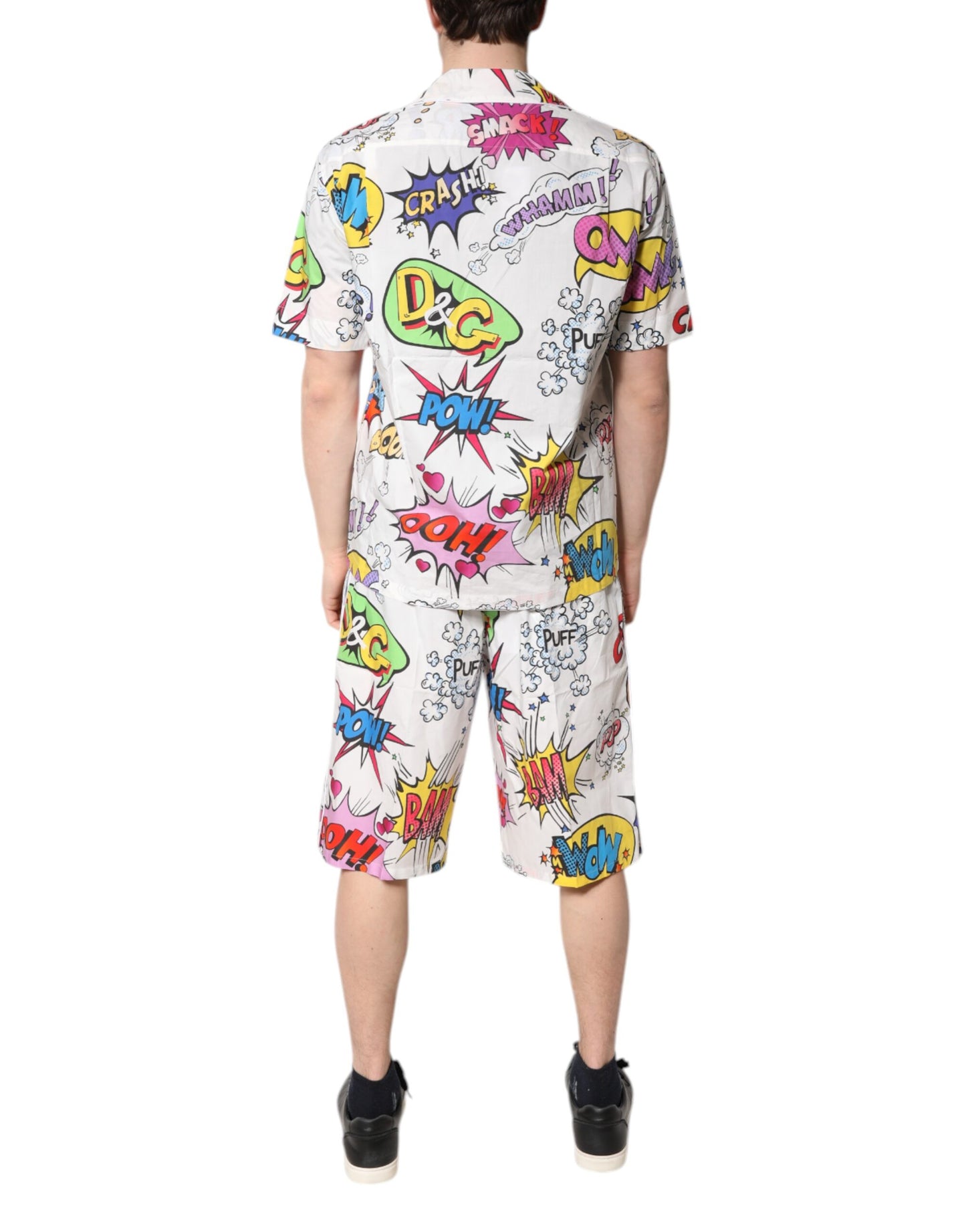 Dolce &amp; Gabbana Weißer Pyjama aus Baumwolle mit Cartoon-Print für Herren