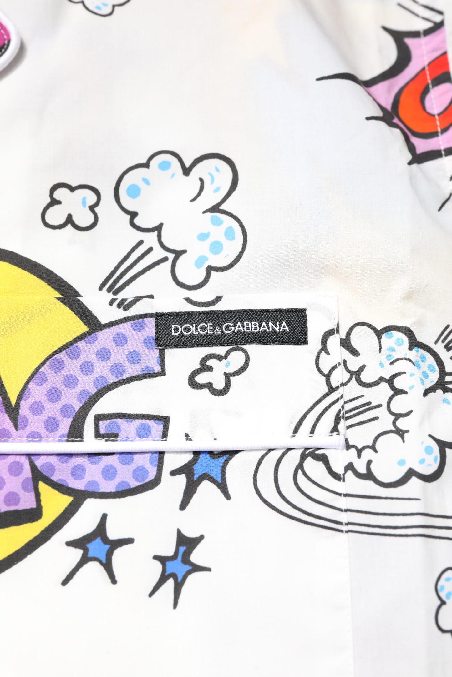 Dolce &amp; Gabbana Weißer Pyjama aus Baumwolle mit Cartoon-Print für Herren