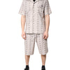 Dolce &amp; Gabbana Beige Herren-Pyjama-Set aus Baumwolle mit Blumendruck