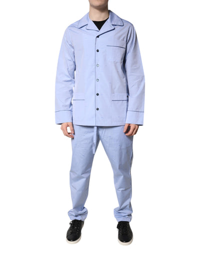 Dolce &amp; Gabbana Hellblaues Pyjama-Set aus Baumwolle mit DG-Logo für Herren