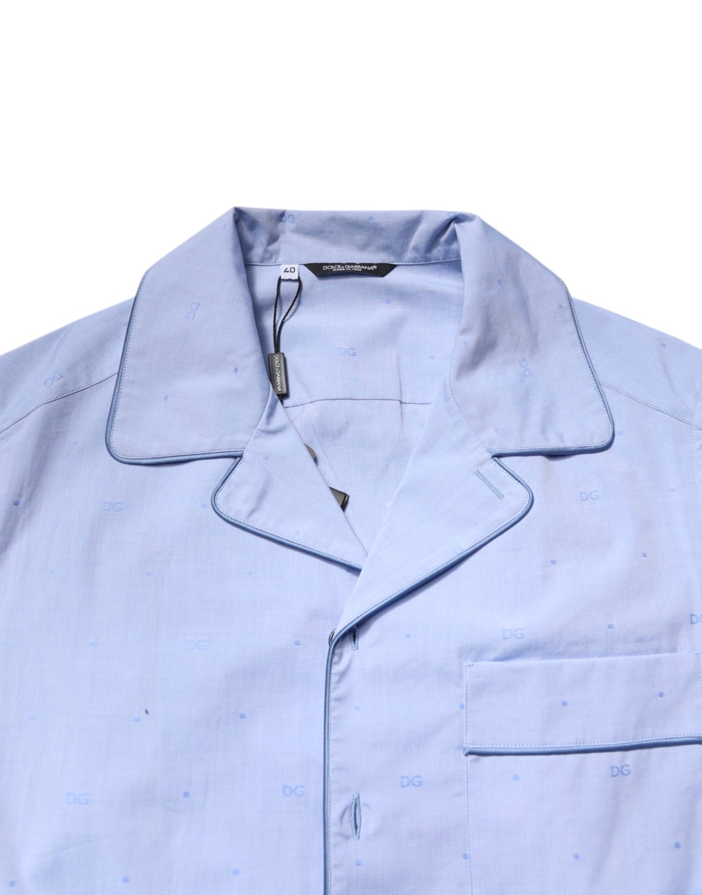 Dolce &amp; Gabbana Hellblaues Pyjama-Set aus Baumwolle mit DG-Logo für Herren