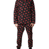 Dolce & Gabbana Black Floral Print Cotton Men Pajama Set Sleepwear