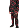 Dolce & Gabbana Black Floral Print Cotton Men Pajama Set Sleepwear