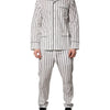 Dolce &amp; Gabbana Weiß Schwarz Streifen Baumwolle Männer Pyjama Set Nachtwäsche