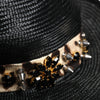 Dolce & Gabbana Black Straw Crystal Embellished Wide Brim Hat