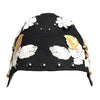 Dolce & Gabbana Black Wool White Floral Gold Leaf Cloche Hat