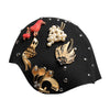 Dolce & Gabbana Black Wool Multicolor Embellished Cloche Hat