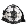 Dolce & Gabbana Black Wool White Floral Embellished Cloche Hat