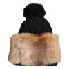 Dolce & Gabbana Black Brown Dyed Rabbit Real Fur Winter Beanie Hat
