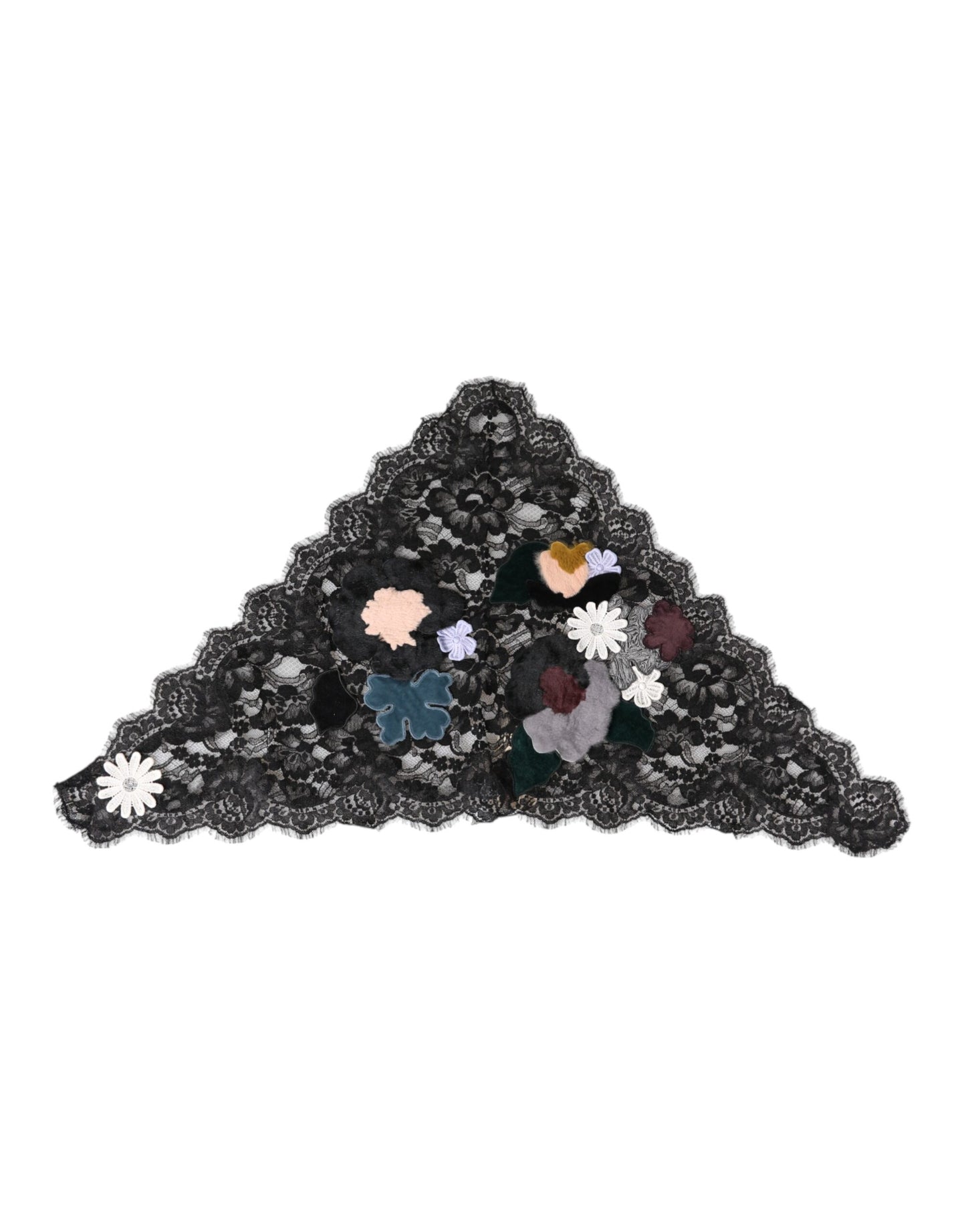 Dolce & Gabbana Black Lace Floral Applique Cotton Veil Hat