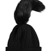 Dolce & Gabbana Black Acrylic Knitted Fur Winter Beanie Hat
