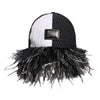 Dolce & Gabbana White Black Polka Dot Feathers Baseball Cap