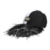 Dolce & Gabbana White Black Polka Dot Feathers Baseball Cap