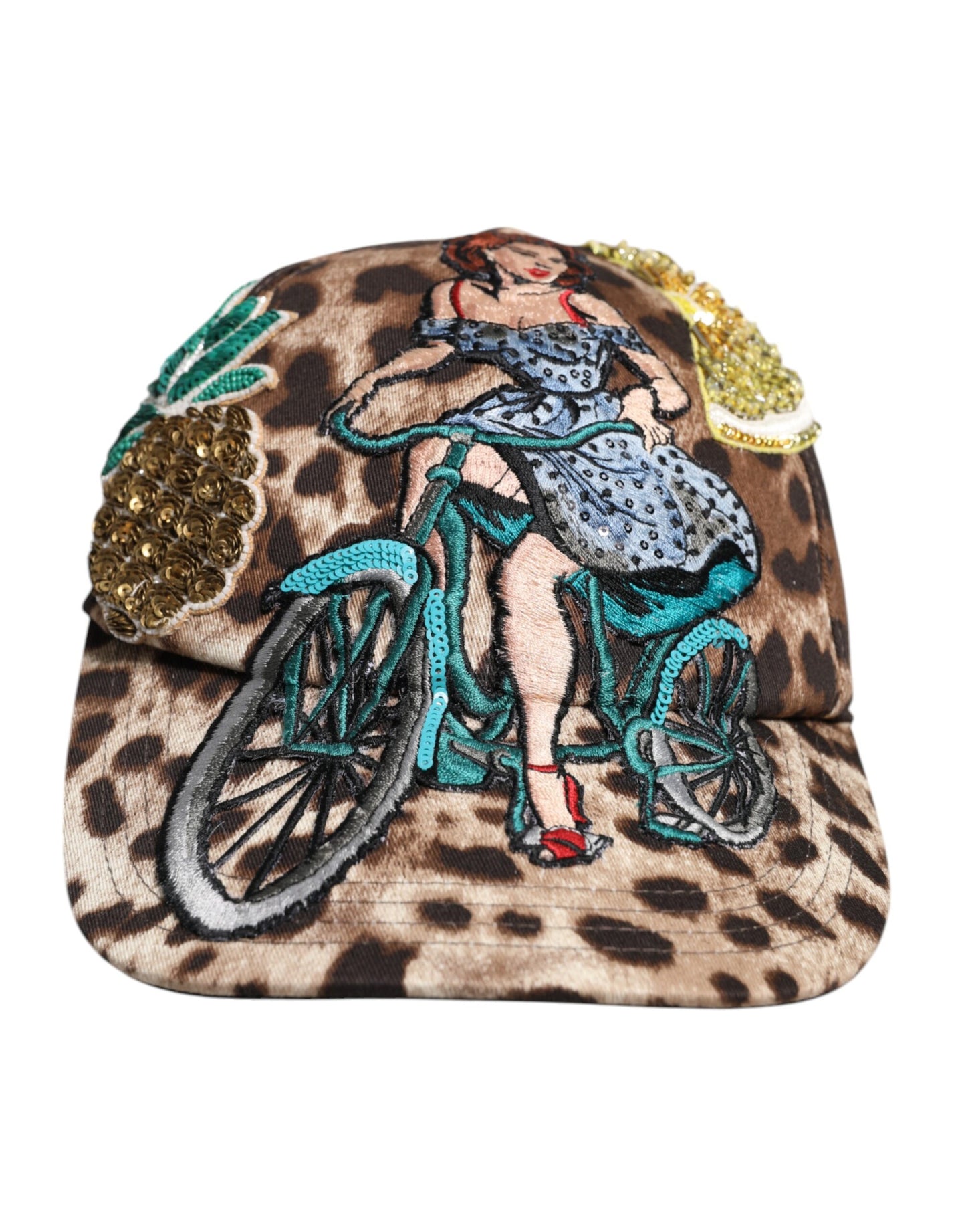 Dolce & Gabbana Brown Leopard Sequin Sicily Baseball Cap