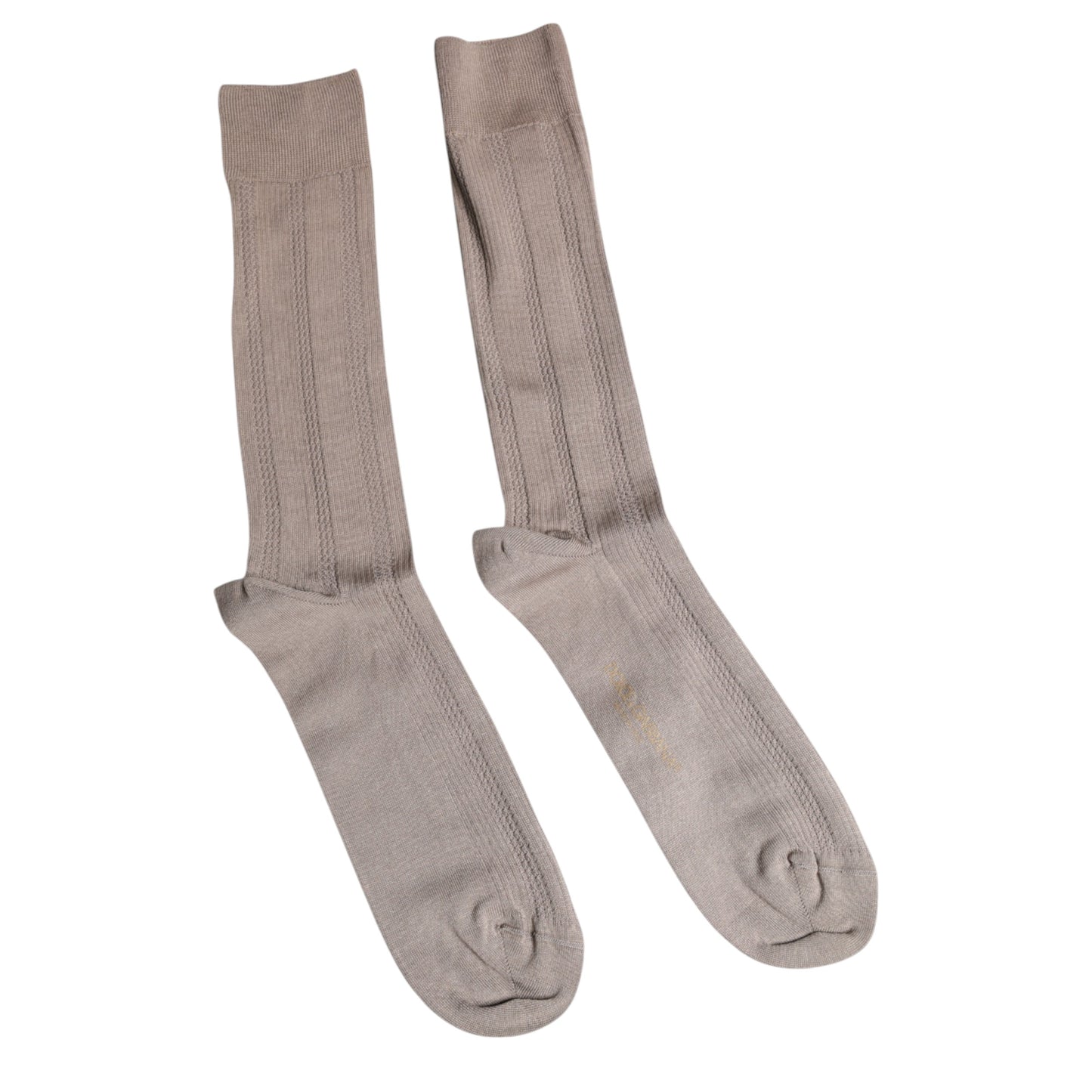 Dolce & Gabbana Brown Cotton Stretch Logo Over Calf Socks