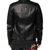 Dolce & Gabbana Black Sheep Leather Biker Full Zip Jacket