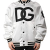 Dolce & Gabbana White DG Logo Polyester Jersey Bomber Jacket