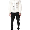 Dolce & Gabbana White Collared Full Zip Biker Coat Jacket