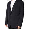 Dolce & Gabbana Dark Blue Wool Single Breasted Coat Blazer