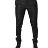 Dolce & Gabbana Black Floral Jacquard Mid Waist Dress Pants