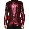 Dolce & Gabbana Metallic Red Cotton GOLD Dress Formal Shirt