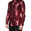 Dolce & Gabbana Metallic Red Cotton GOLD Dress Formal Shirt
