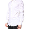 Dolce & Gabbana White Cotton GOLD Dress Formal Collared Shirt