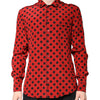 Dolce & Gabbana Red Polka Dot Silk Long Sleeve Shirt