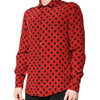 Dolce & Gabbana Red Polka Dot Silk Long Sleeve Shirt