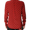 Dolce & Gabbana Red Polka Dot Silk Long Sleeve Shirt