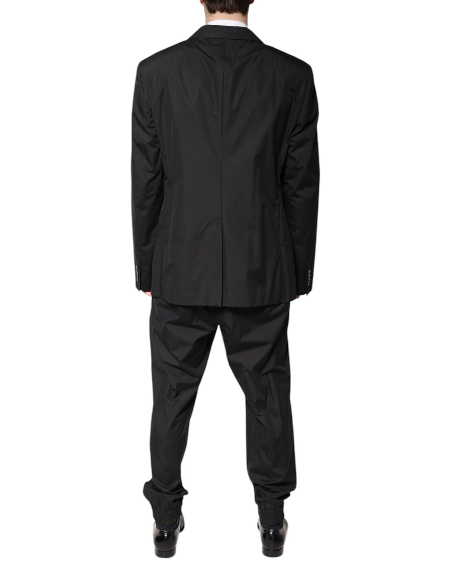 Dolce & Gabbana Black Cotton Single Breasted 2 Piece Suit