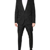 Dolce & Gabbana Black Polyester Floral Jacquard 2 Piece Suit