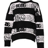 Dolce & Gabbana Black White Logo Print Wool Pullover Sweater