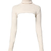 Dolce & Gabbana Ivory Cashmere Turtleneck Cropped Top Sweater